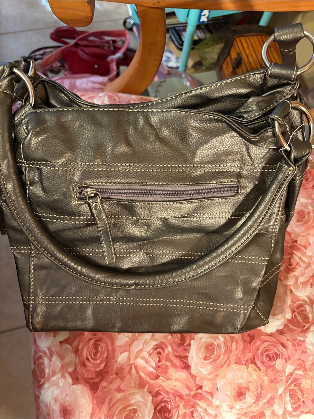 Classic Quilted Shoulder Bag in Dark Gray